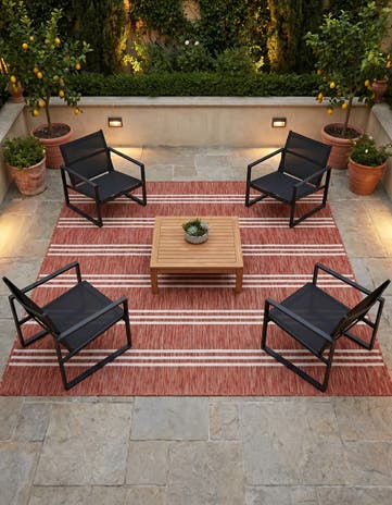 Rust Red Easy-Clean Jill Zarin Anguilla Indoor / Outdoor Square Rug