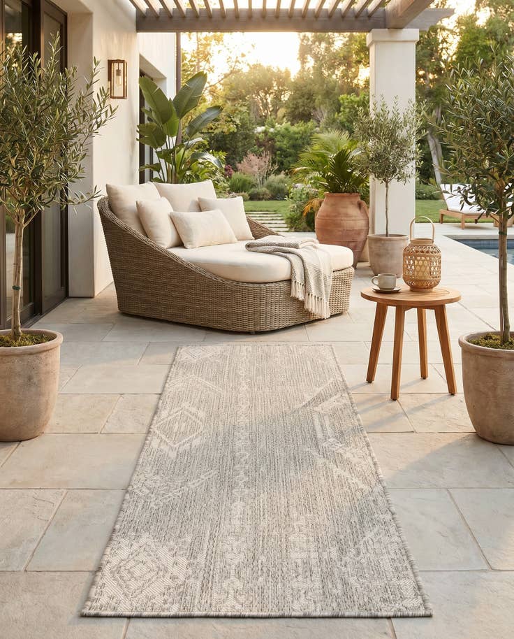 Detail image of 2' x 5' Easy-Clean Bohemian Indoor / Outdoor Runner Rug