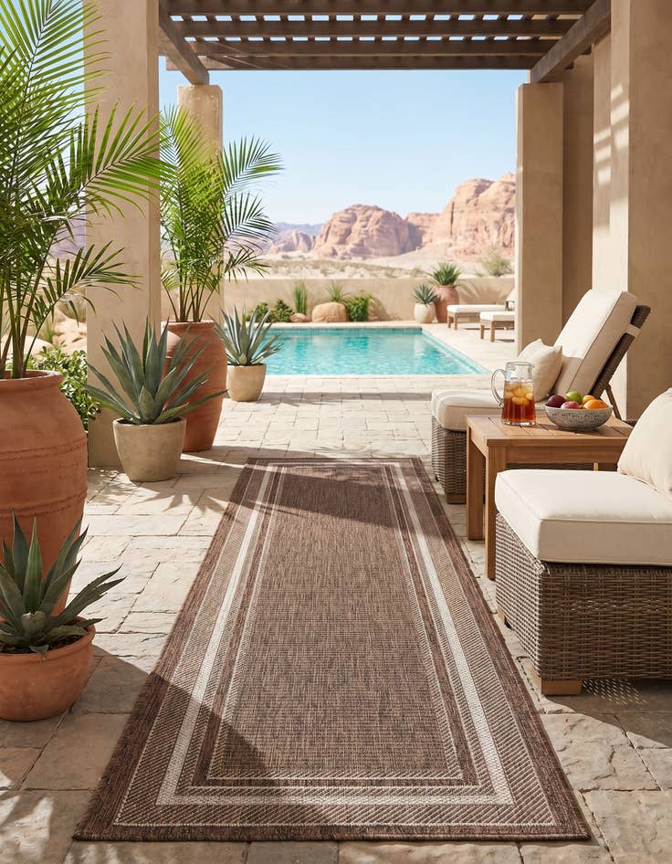 Detail image of 2' x 6' Easy-Clean Border Indoor / Outdoor Runner Rug