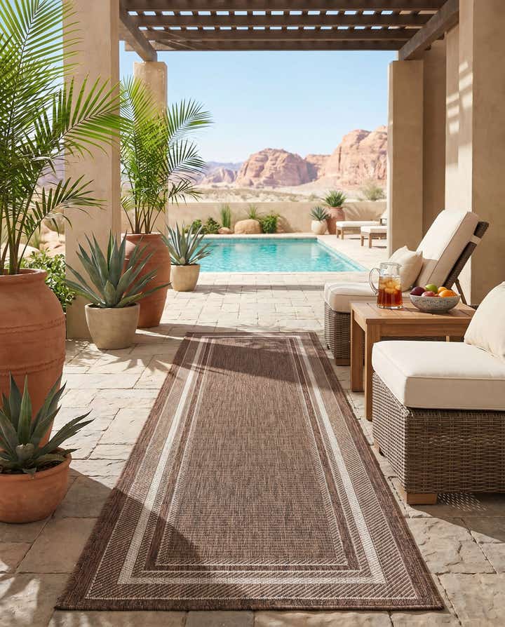 2' x 6' Easy-Clean Border Indoor / Outdoor Runner Rug