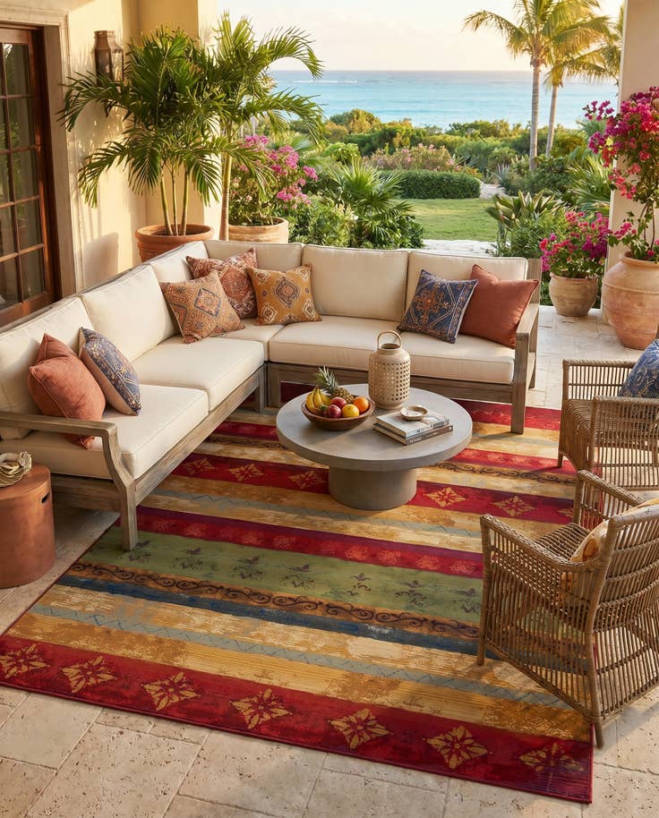 Detail image of 9' x 12' Easy-Clean Modern Indoor / Outdoor Rug
