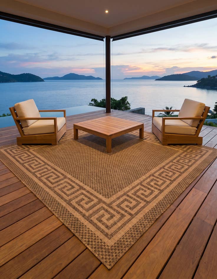 Detail image of 6' x 6' Easy-Clean Border Indoor / Outdoor Square Rug