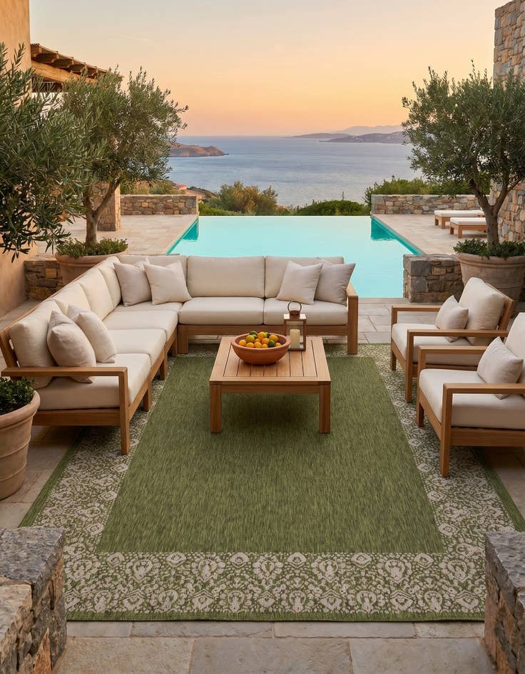 Detail image of 10' x 14' Easy-Clean Border Indoor / Outdoor Rug