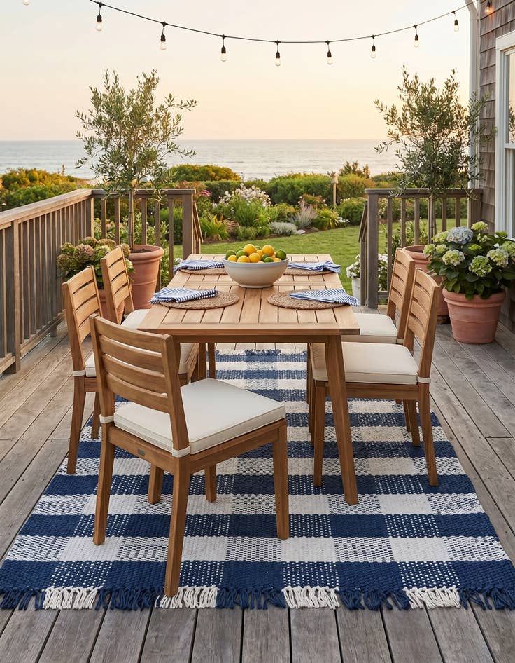 Detail image of 4' x 6' Easy-Clean Eco Plaid Washable Indoor / Outdoor Rug