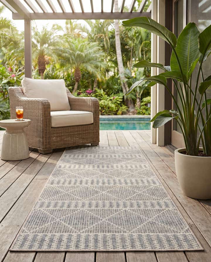 2' 7 x 5' 3 Easy-Clean Trellis Indoor / Outdoor Runner Rug