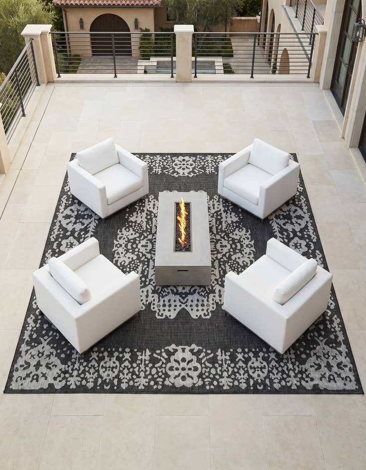 Detail image of 10' x 10' Easy-Clean Traditional Indoor / Outdoor Square Rug