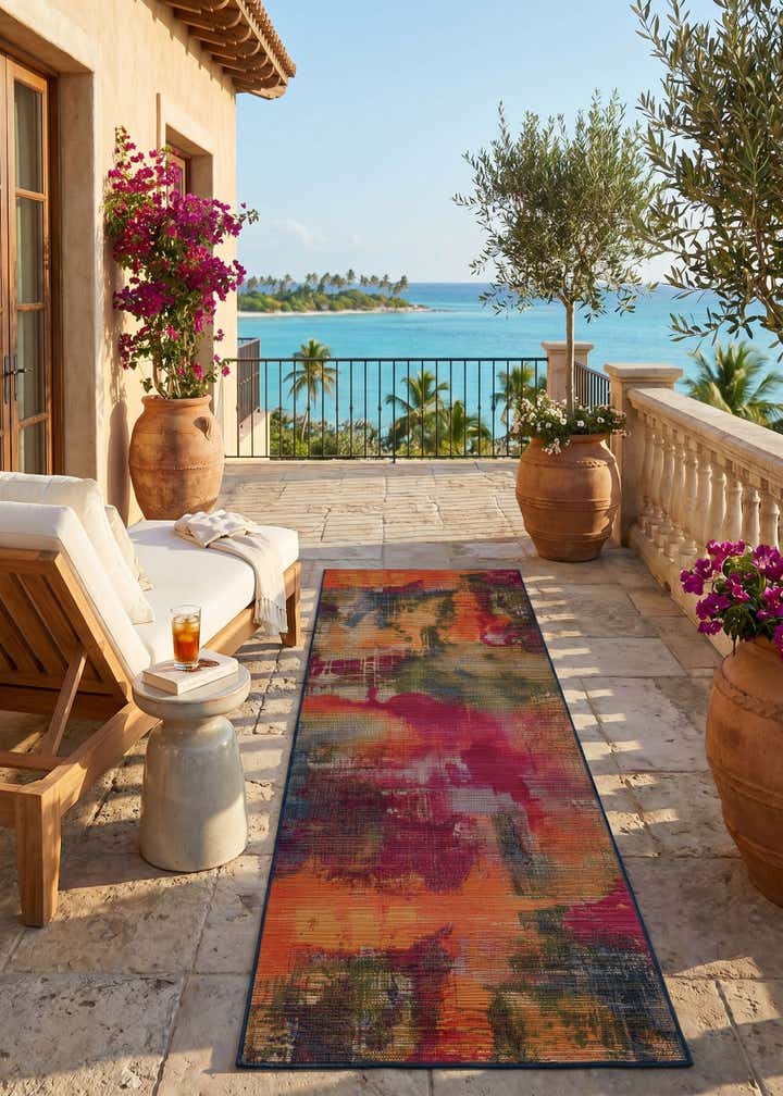 2' 7 x 7' Easy-Clean Modern Indoor / Outdoor Runner Rug