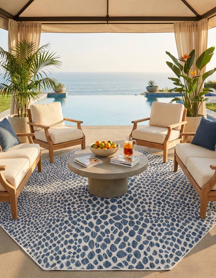 Detail image of 7' 10 x 7' 10 Easy-Clean Jill Zarin Cape Town Indoor / Outdoor Octagon Rug