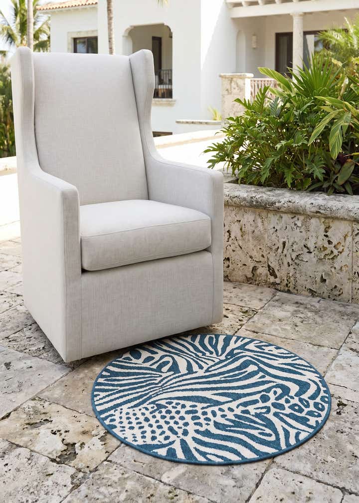 3' x 3' Easy-Clean Safari Indoor / Outdoor Round Rug