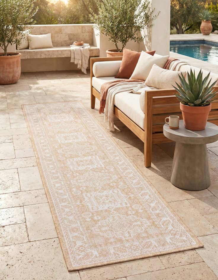 Detail image of 2' 7 x 12' Easy-Clean Aztec Indoor / Outdoor Runner Rug