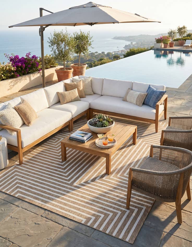 Detail image of 10' x 14' Easy-Clean Modern Indoor / Outdoor Rug