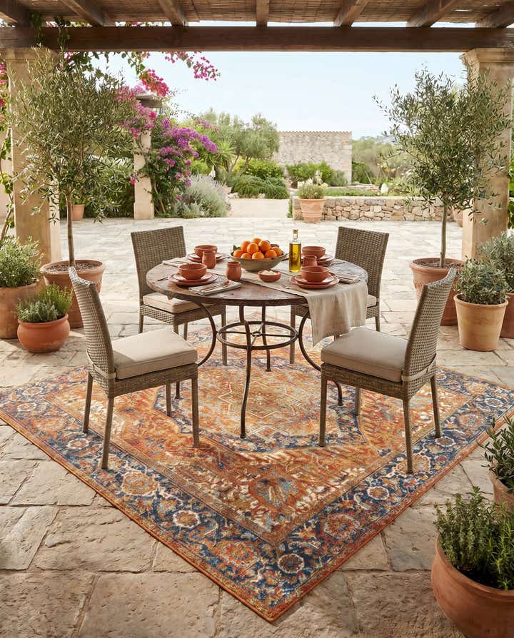 6' x 6' Easy-Clean Traditional Indoor / Outdoor Square Rug
