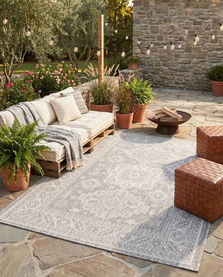 5' 3 x 7' Easy-Clean Aztec Indoor / Outdoor Rug