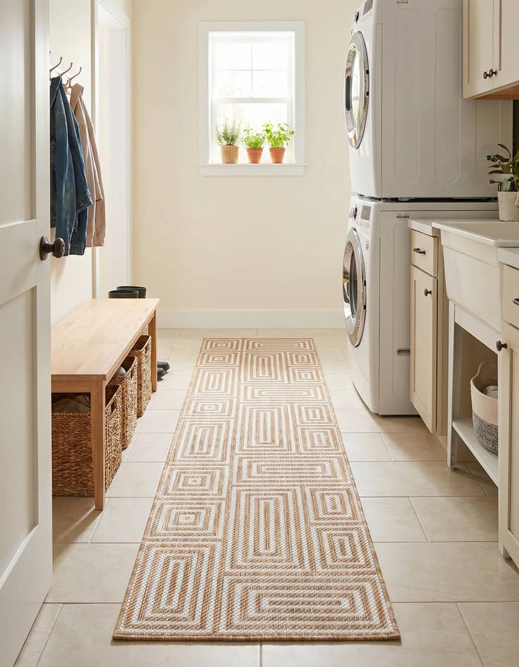 Detail image of 2' x 8' Easy-Clean Modern Indoor / Outdoor Runner Rug