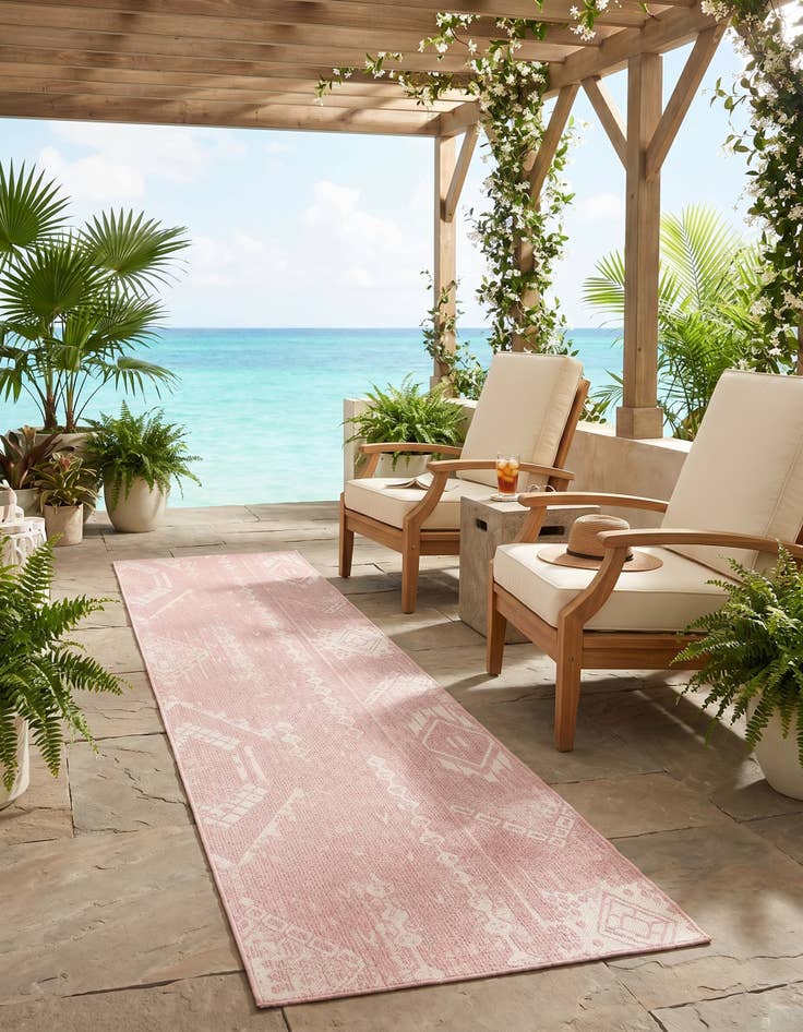 Detail image of 2' 7 x 12' Easy-Clean Bohemian Indoor / Outdoor Runner Rug