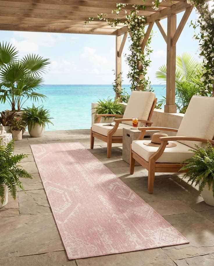 Detail image of 2' 7 x 12' Easy-Clean Bohemian Indoor / Outdoor Runner Rug