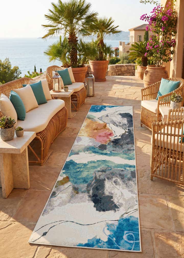 2' 7 x 10' Easy-Clean Modern Indoor / Outdoor Runner Rug