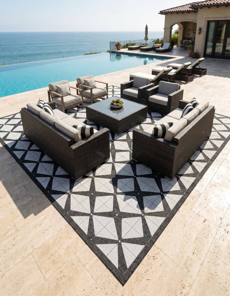 Detail image of 13' x 13' Easy-Clean Modern Indoor / Outdoor Square Rug