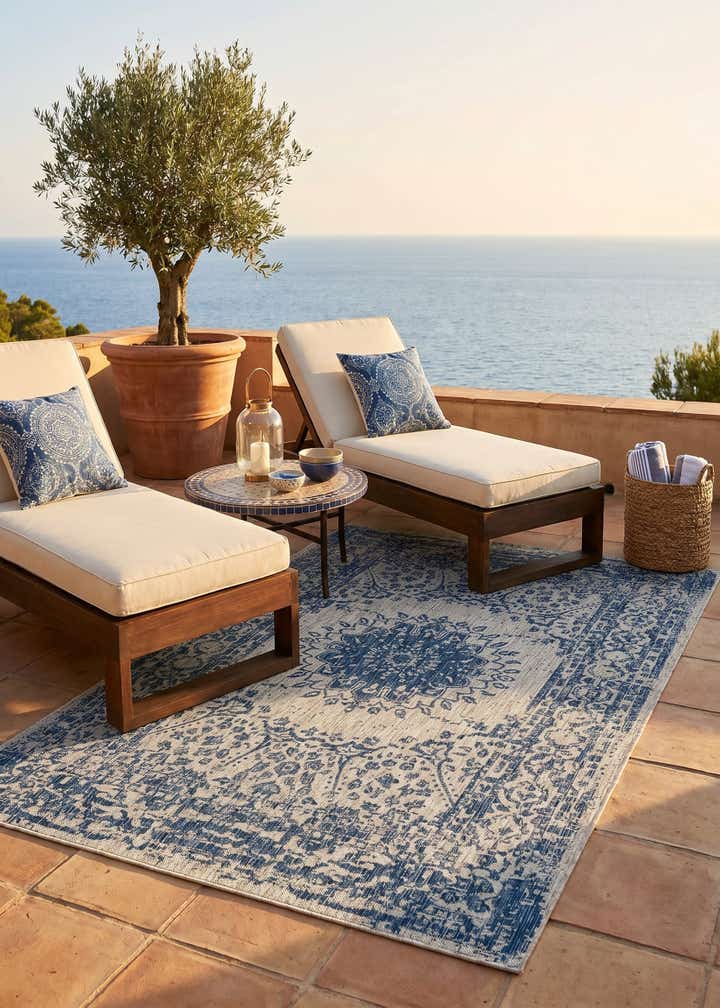 6' x 9' Easy-Clean Traditional Indoor / Outdoor Rug