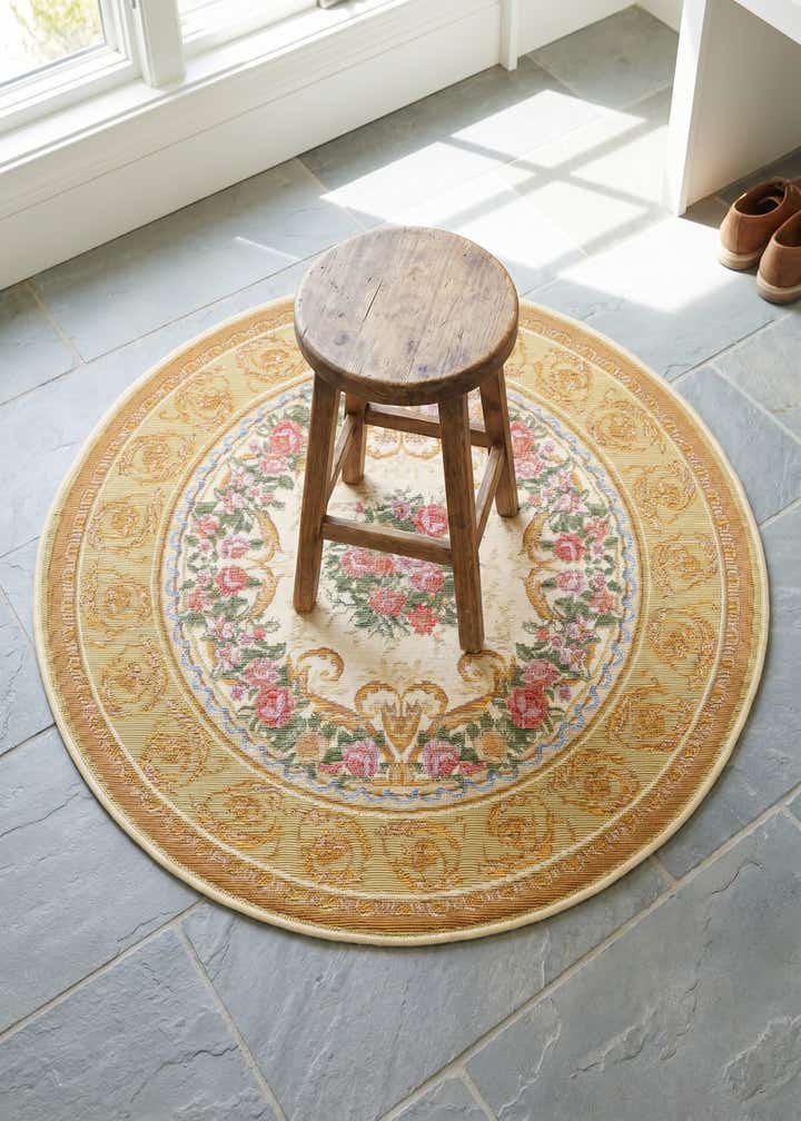 3' x 3' Easy-Clean Traditional Indoor / Outdoor Round Rug