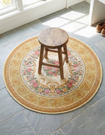 3' x 3' Easy-Clean Traditional Indoor / Outdoor Round Rug