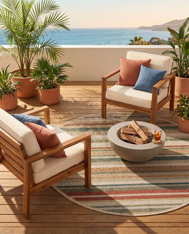 5' 3 x 5' 3 Easy-Clean Baja Indoor / Outdoor Round Rug