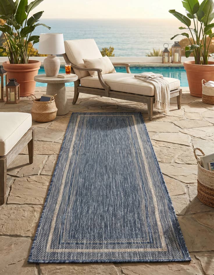 Detail image of 2' x 6' Easy-Clean Border Indoor / Outdoor Runner Rug
