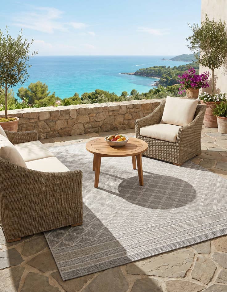 Detail image of 7' 10 x 10' Easy-Clean Lattice Indoor / Outdoor Rug