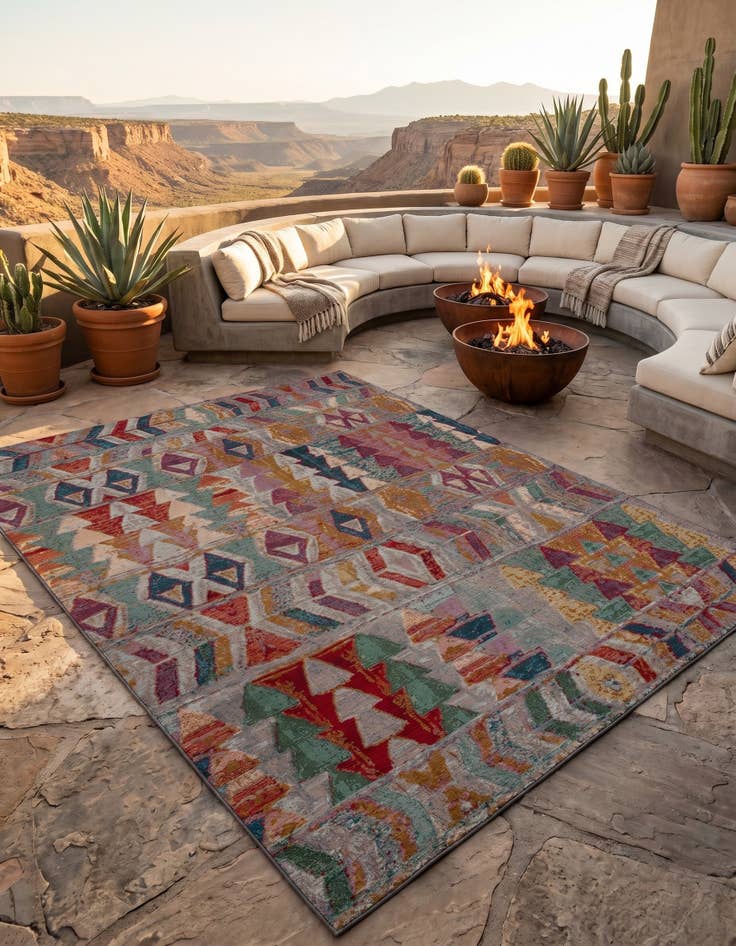 Detail image of 7' 10 x 10' Easy-Clean Modern Indoor / Outdoor Rug