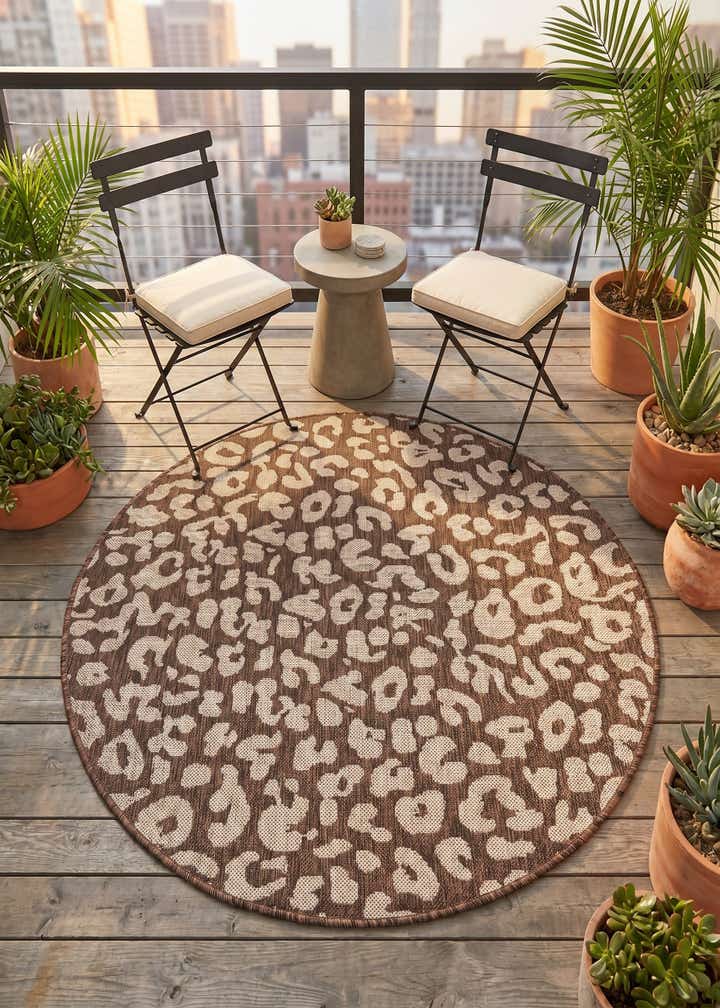 4' x 4' Easy-Clean Safari Indoor / Outdoor Round Rug