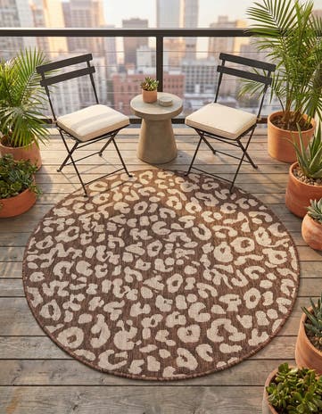 4' x 4' Easy-Clean Safari Indoor / Outdoor Round Rug
