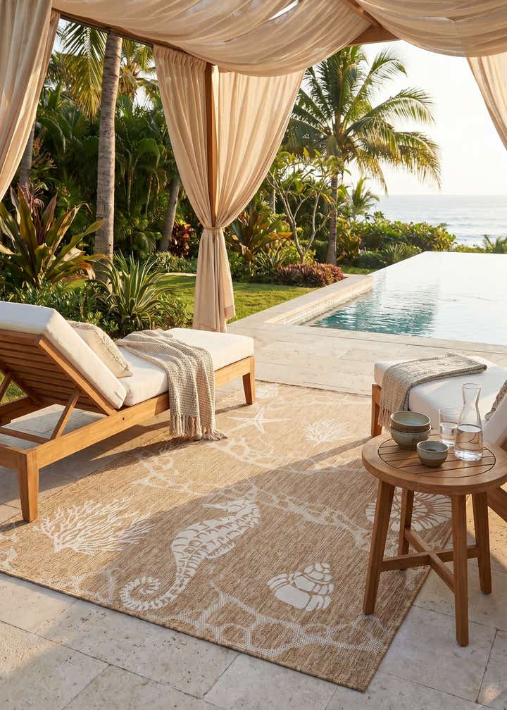 5' 3 x 7' Easy-Clean Coastal Indoor / Outdoor Rug