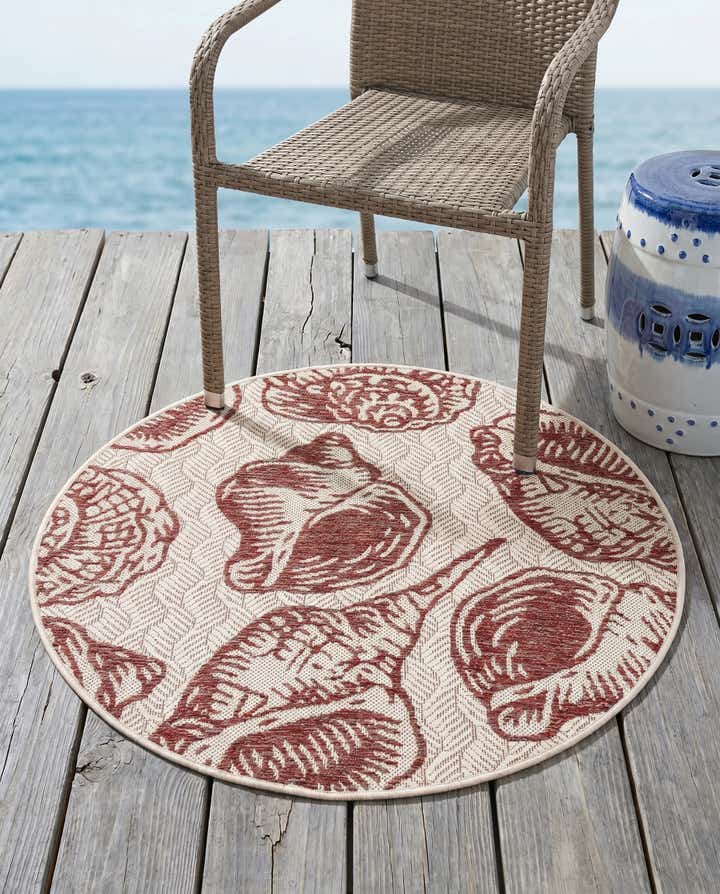 3' x 3' Easy-Clean Coastal Indoor / Outdoor Round Rug