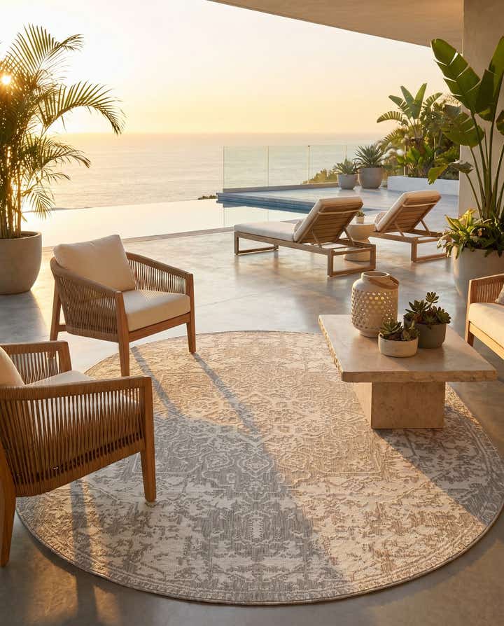 7' 10 x 10' Easy-Clean Jill Zarin Dubai Indoor / Outdoor Oval Rug