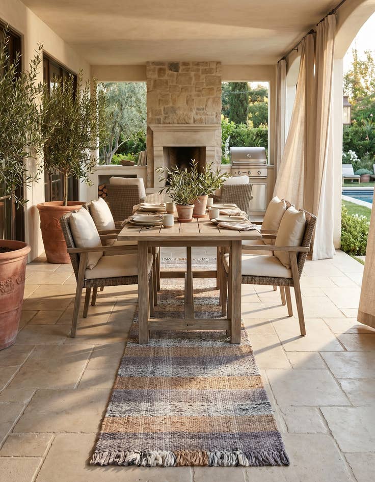 Detail image of 2' x 8' Easy-Clean Eco Plaid Washable Indoor / Outdoor Runner Rug