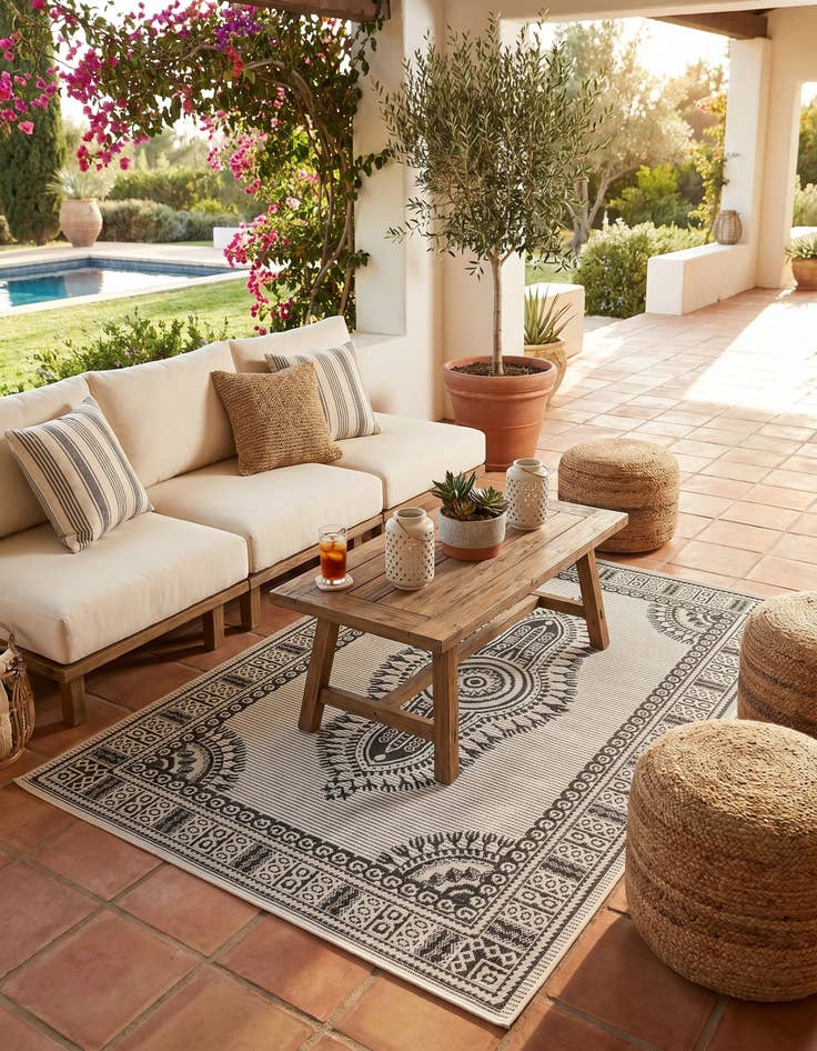 Detail image of 4' x 6' Easy-Clean Traditional Indoor / Outdoor Rug