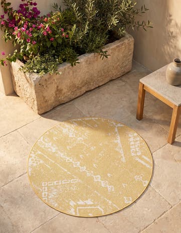 3' x 3' Easy-Clean Bohemian Indoor / Outdoor Round Rug