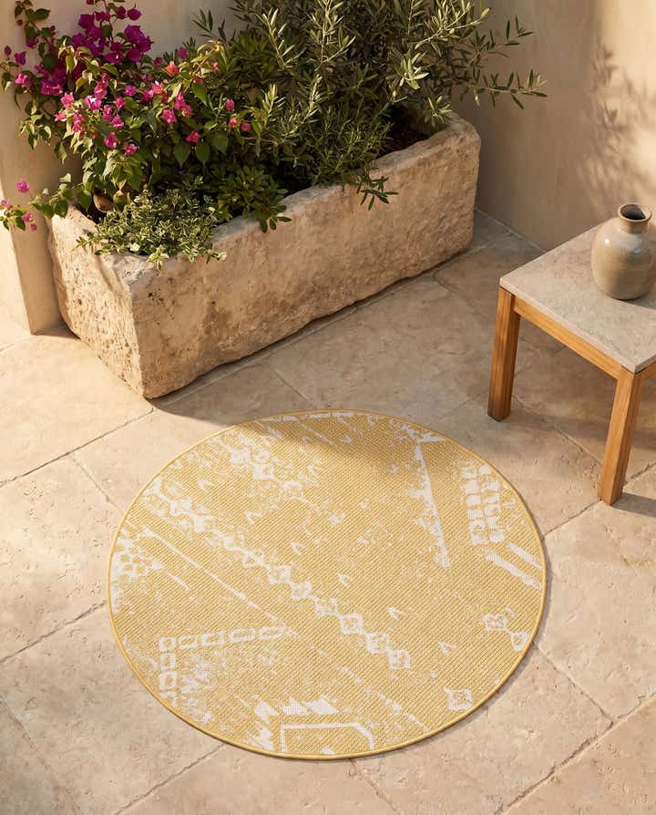 3' x 3' Easy-Clean Bohemian Indoor / Outdoor Round Rug
