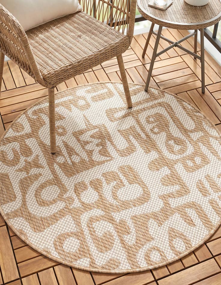Detail image of 3' x 3' Easy-Clean Modern Indoor / Outdoor Round Rug
