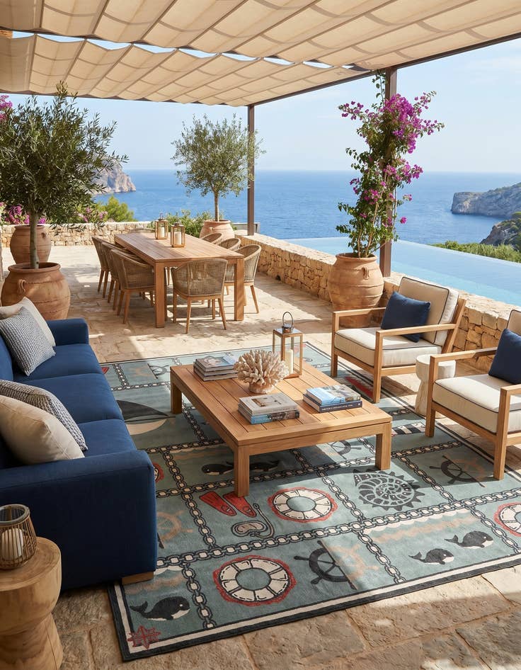 Detail image of 10' x 14' Easy-Clean Coastal Indoor / Outdoor Rug