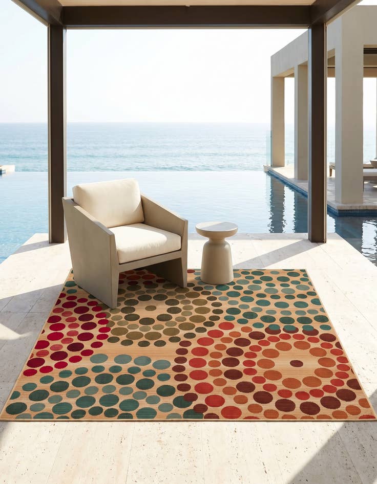 Detail image of 5' 3 x 5' 3 Easy-Clean Modern Indoor / Outdoor Square Rug