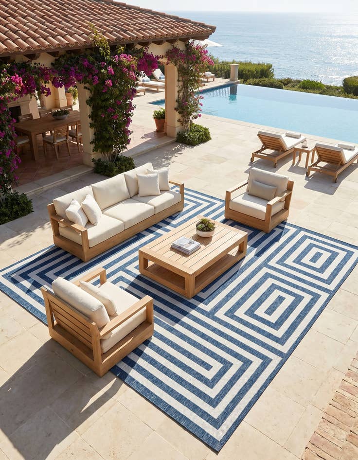 Detail image of 13' x 13' Easy-Clean Modern Indoor / Outdoor Square Rug