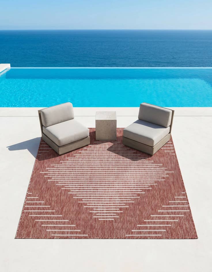 Detail image of 5' 3 x 5' 3 Easy-Clean Modern Indoor / Outdoor Square Rug