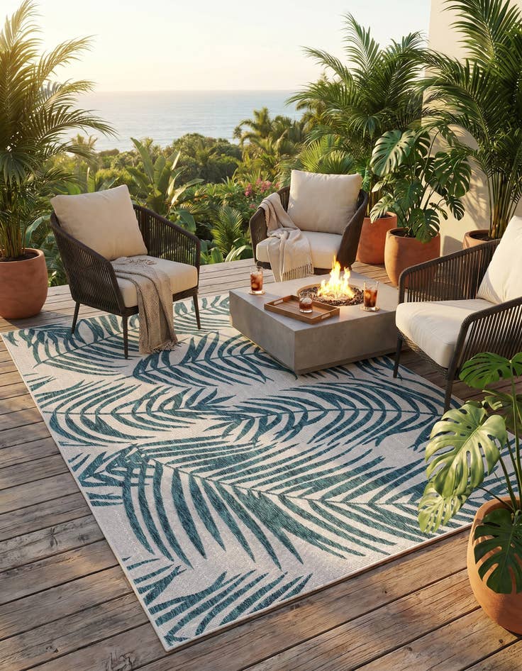 Detail image of 7' x 10' Easy-Clean Botanical Indoor / Outdoor Rug