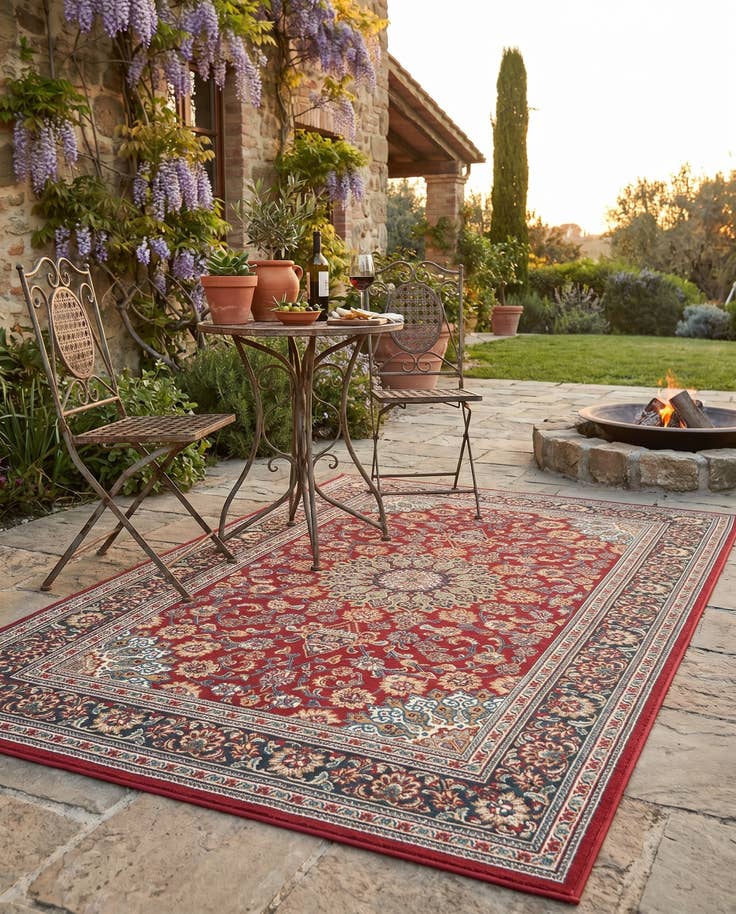 Detail image of 5' 3 x 8' Easy-Clean Traditional Indoor / Outdoor Rug