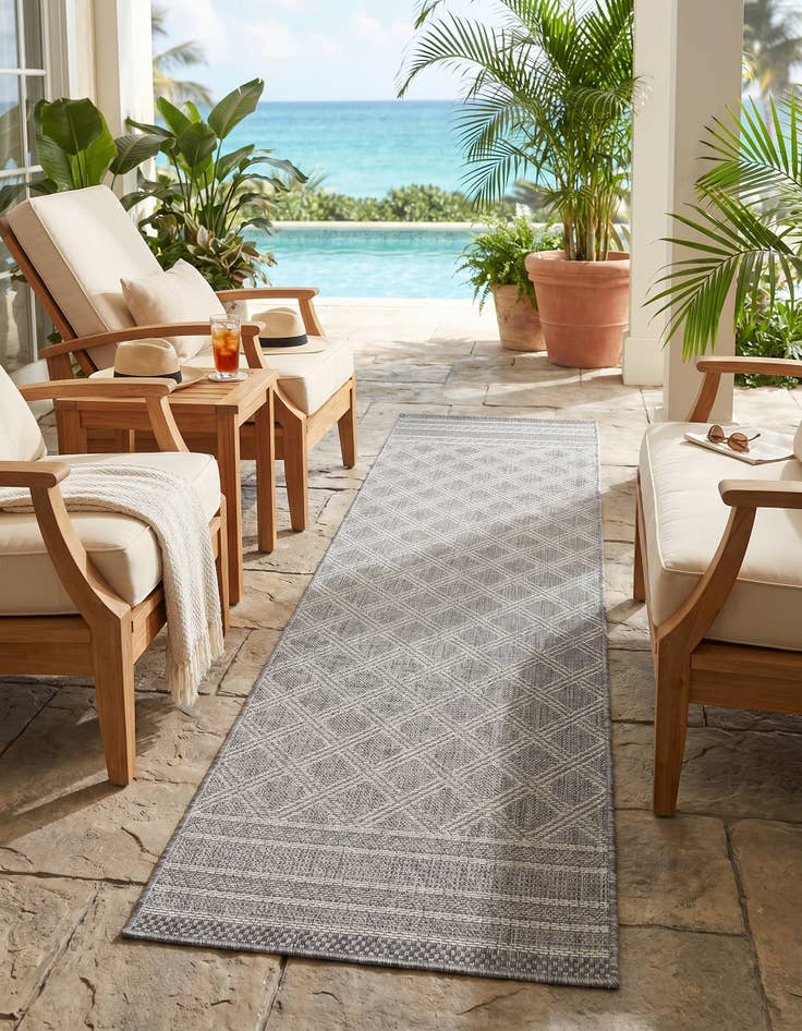 Detail image of 2' x 8' Easy-Clean Trellis Indoor / Outdoor Runner Rug