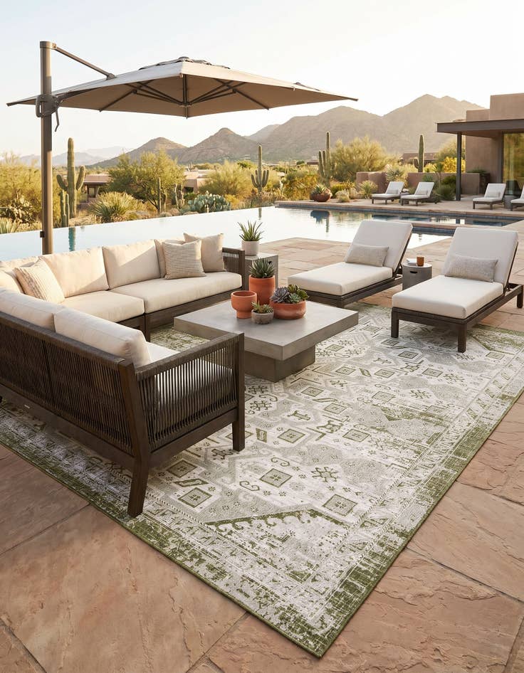 Detail image of 10' x 13' Easy-Clean Aztec Indoor / Outdoor Rug