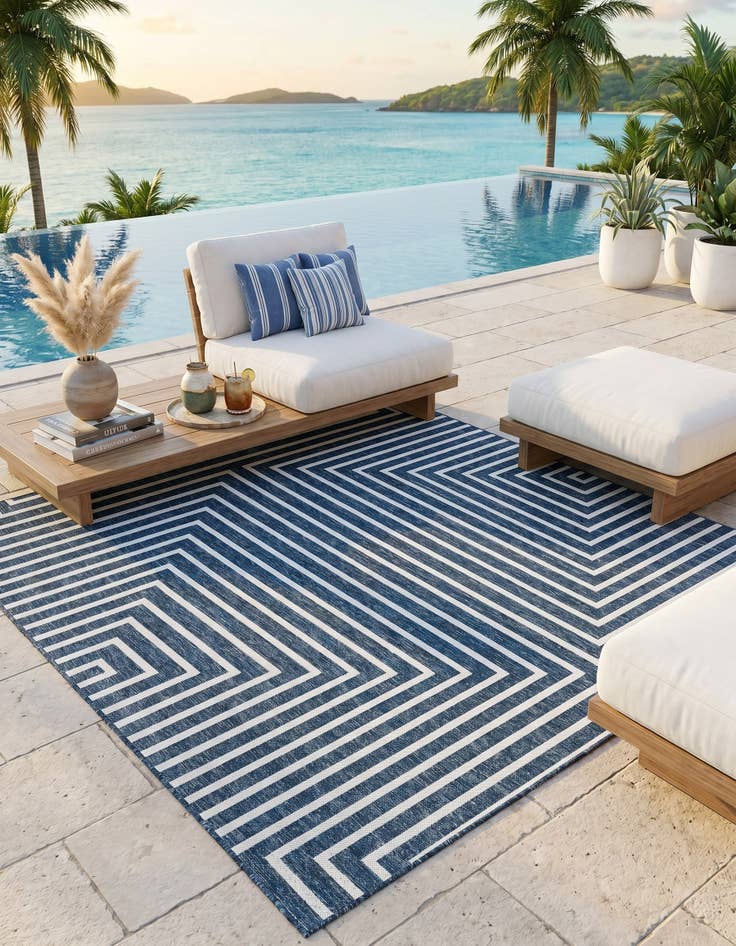 Detail image of 7' 10 x 7' 10 Easy-Clean Modern Indoor / Outdoor Square Rug
