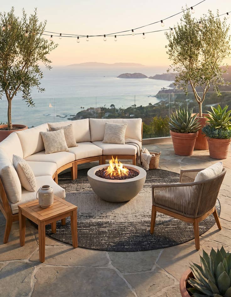 Detail image of 7' 10 x 7' 10 Easy-Clean Modern Indoor / Outdoor Round Rug