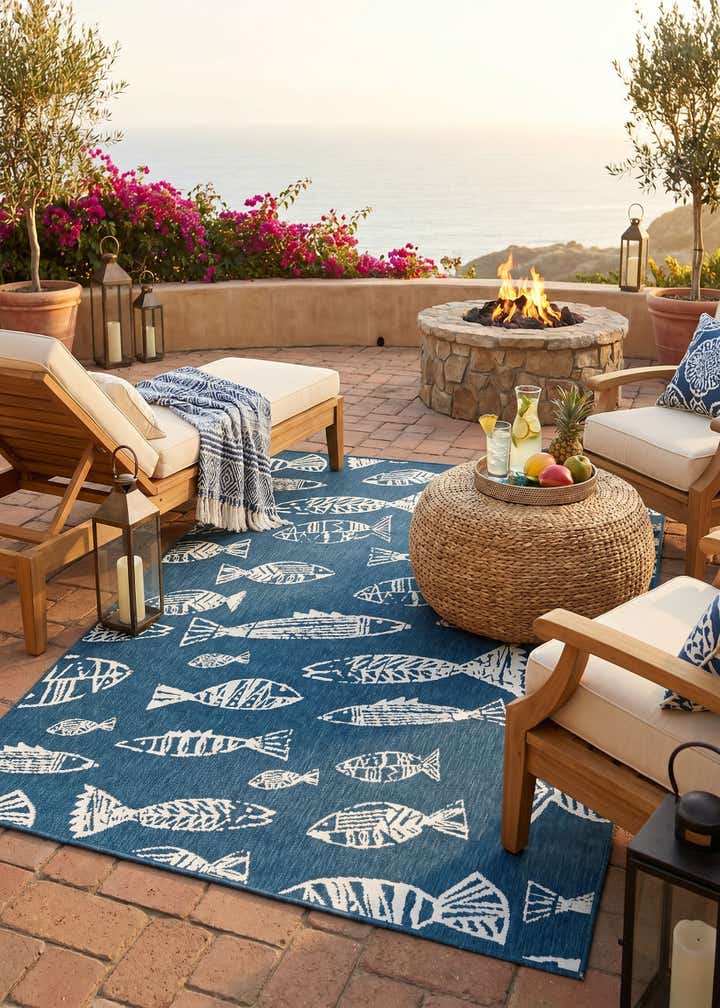 5' 3 x 8' Easy-Clean Coastal Indoor / Outdoor Rug